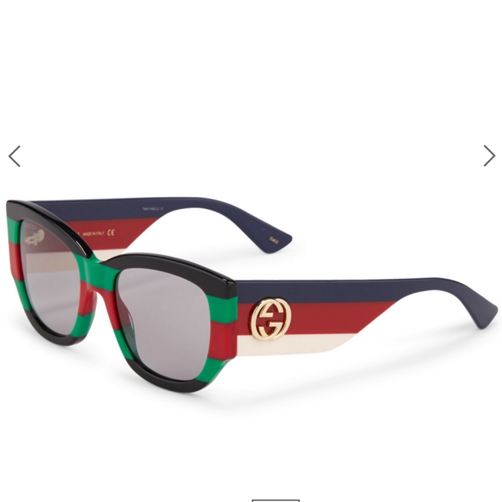 GUCCI Web Square Striped Sunglasses With Case Women’s Authentic Italy Like New